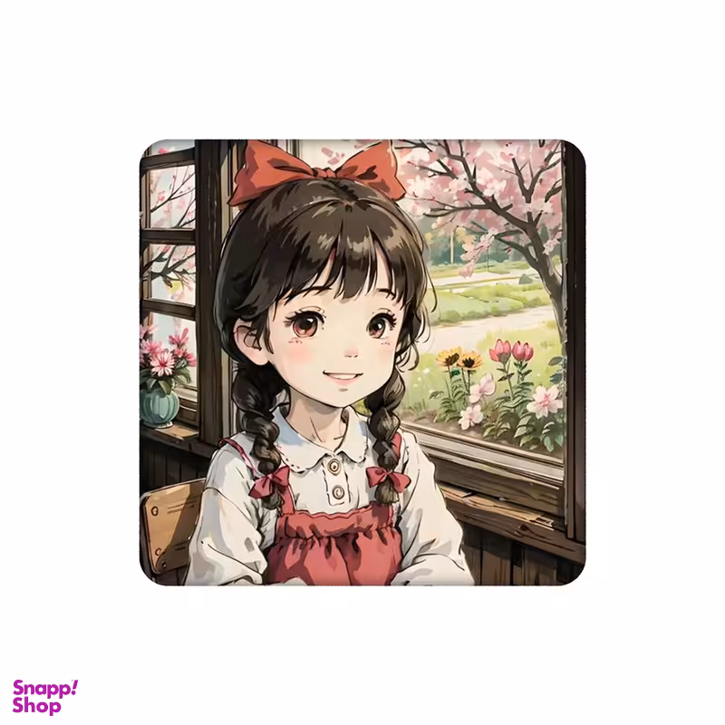 زیر لیوانی طرح دختر کیوت بهاری کد 2911655