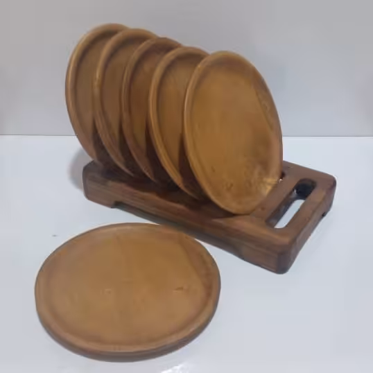 پیش دستی چوبی با استند نگهدارنده سِتِ شش تایی 6-17-17