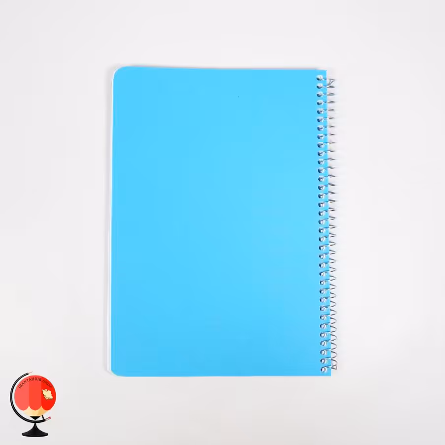 دفتر مشق 50 برگ سیمی جلد طلقی رنگی آبی آتی