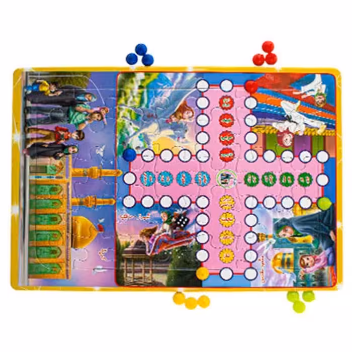 پازل چند منظوره (منچ، ماروپله، تخته وایت برد) بچه های آسمان آساناپخش 