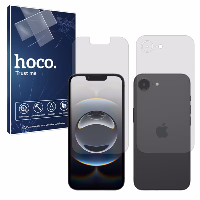 گلس صفحه نمایش و پشت گوشی اپل iPhone 16e مدل مات برند هوکو کد SS