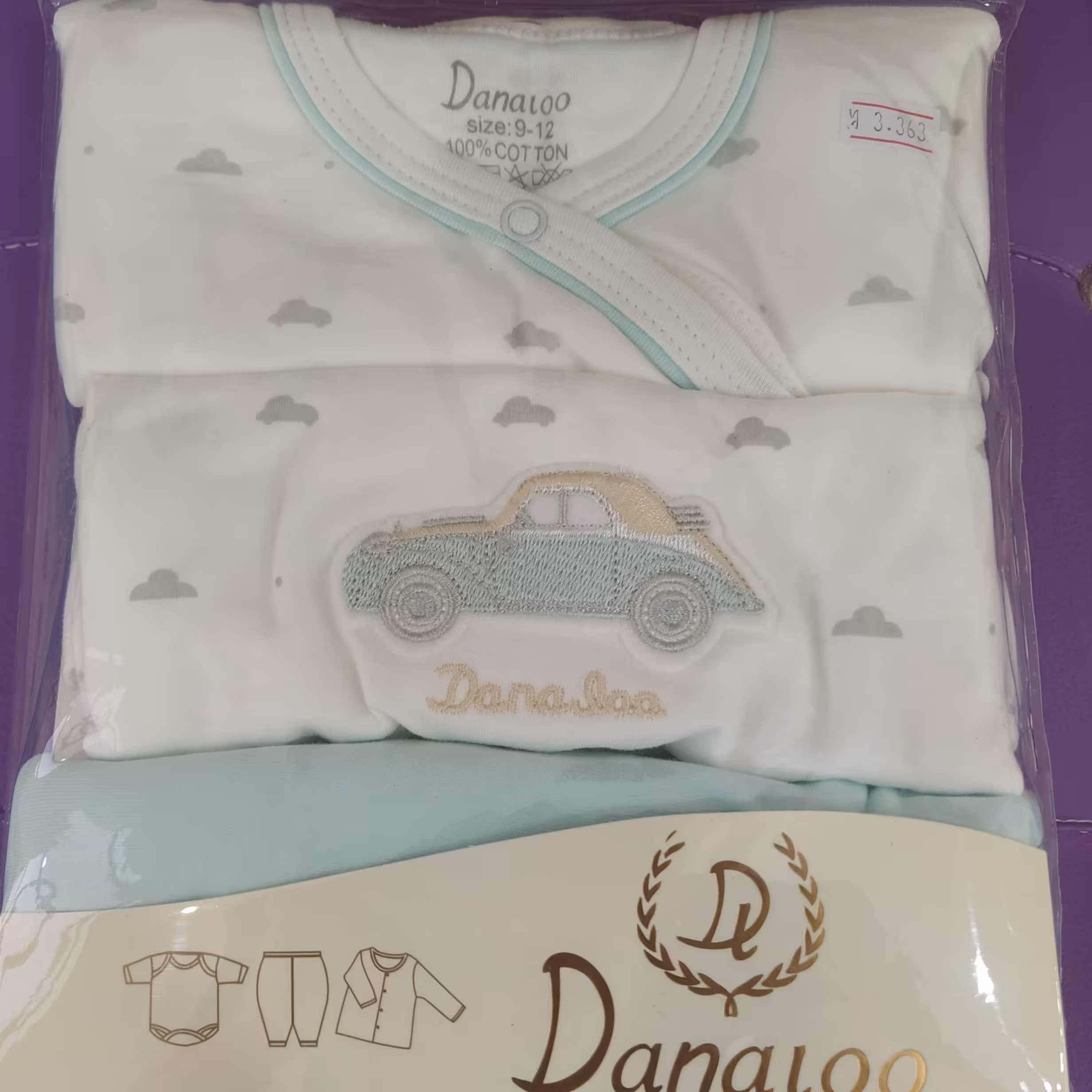 3 تیکه دانالو طرح جدید جنس صد در صد پنبه مناسب 0 تا 12 ماه با کیفیت عالی