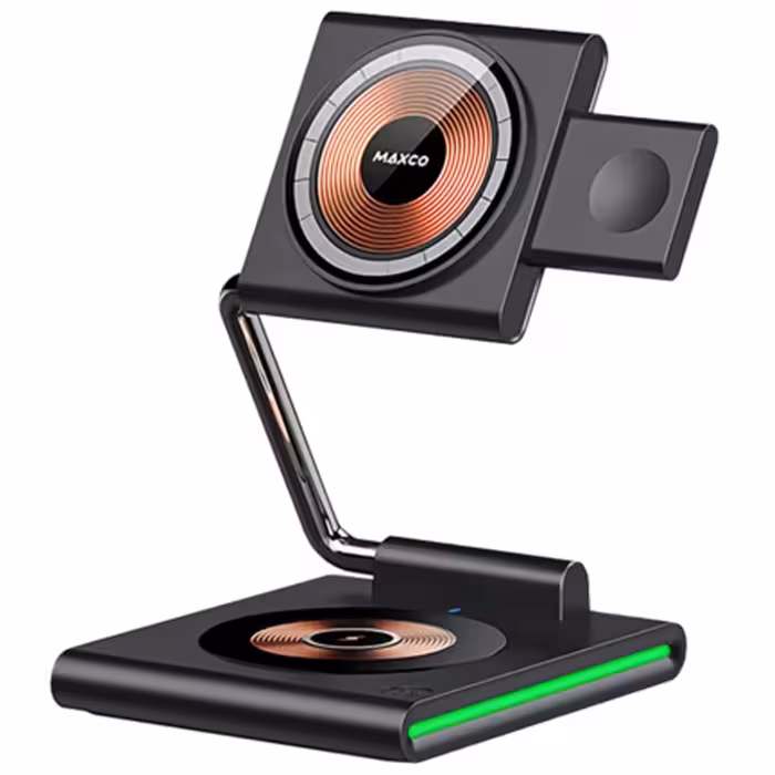 شارژ بی سیم 15 وات گوشی موبایل, ایرپادز و اپل‌واچ 3 در 1 مکسکو MW07