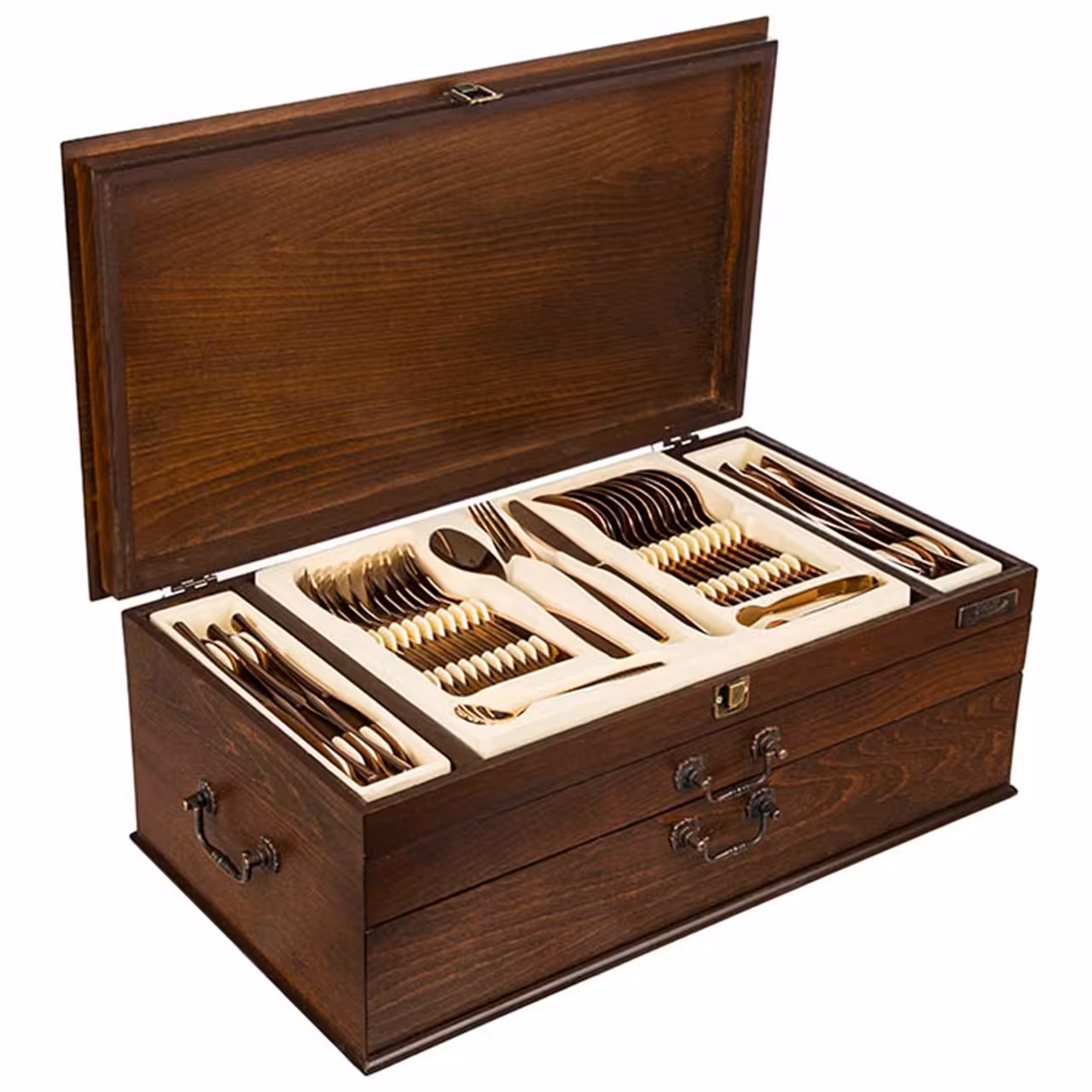 سرویس قاشق و چنگال 124 پارچه ناب استیل مدل Felorance برنز