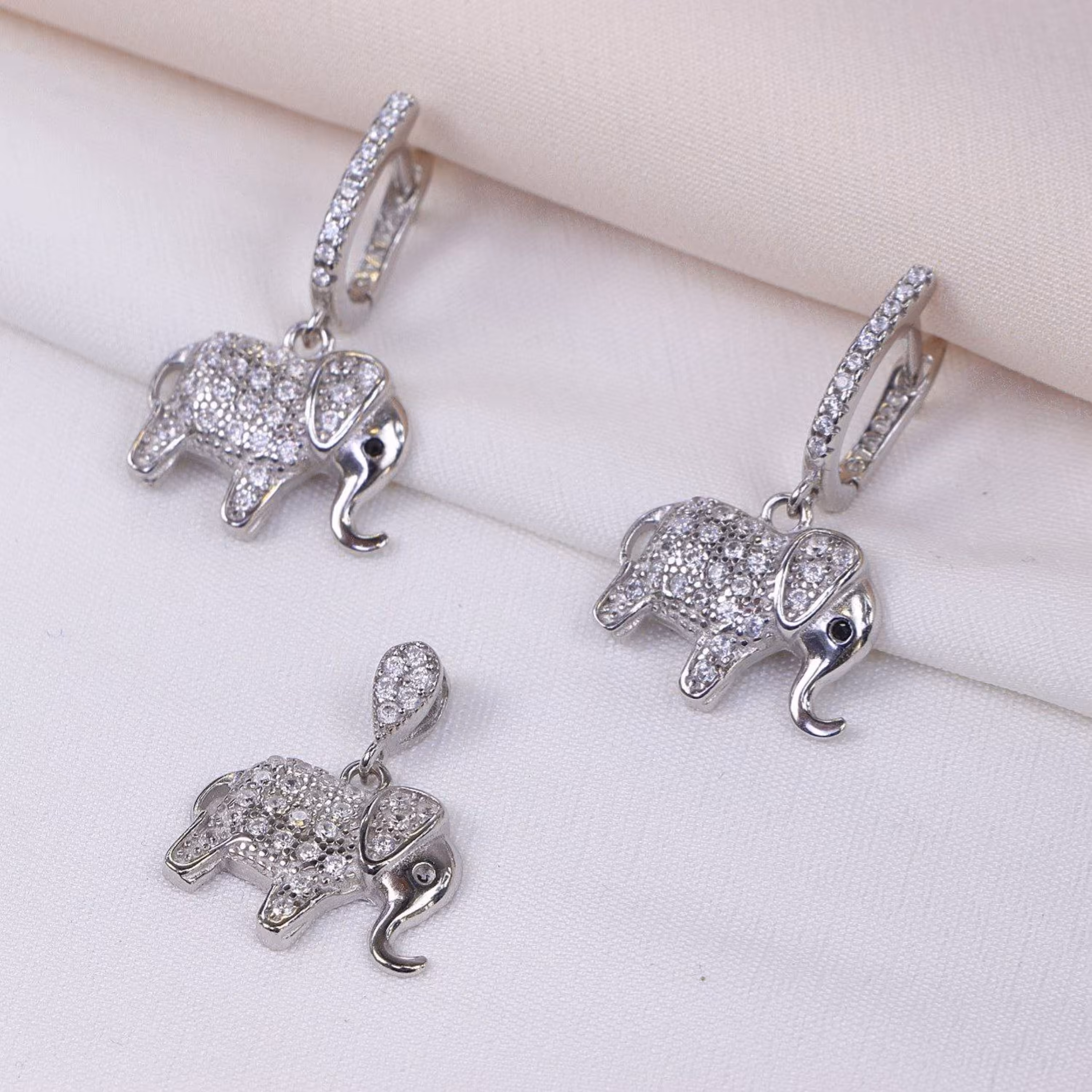 نیم ست نقره میکرو طرح فیل کد 16354-8.5