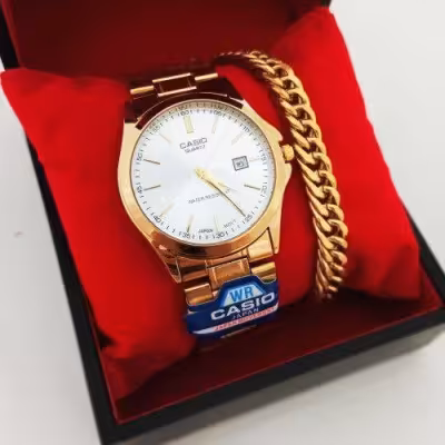 ست ساعت مردانه مارک کاسیو با دستبندکارتیرطلایی