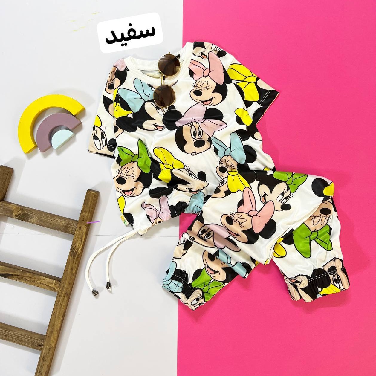 کراپ و شلوار دخترانه شیک و زیبا رنگبندی جذاب جنس فلامنت ضد حساسیت مناسب حدود سنی 4 تا 12 سال 