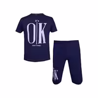 ست تیشرت و شلوارک مردانه طرح OK کد 1563 رنگ سرمه ای