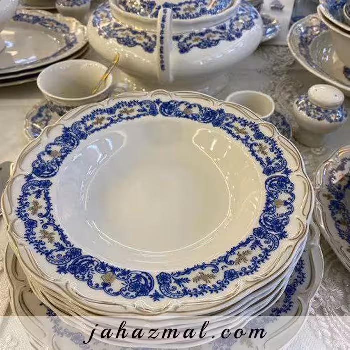 سرویس چینی پردیس طرح میلان آبی 30 پارچه بن چاینا