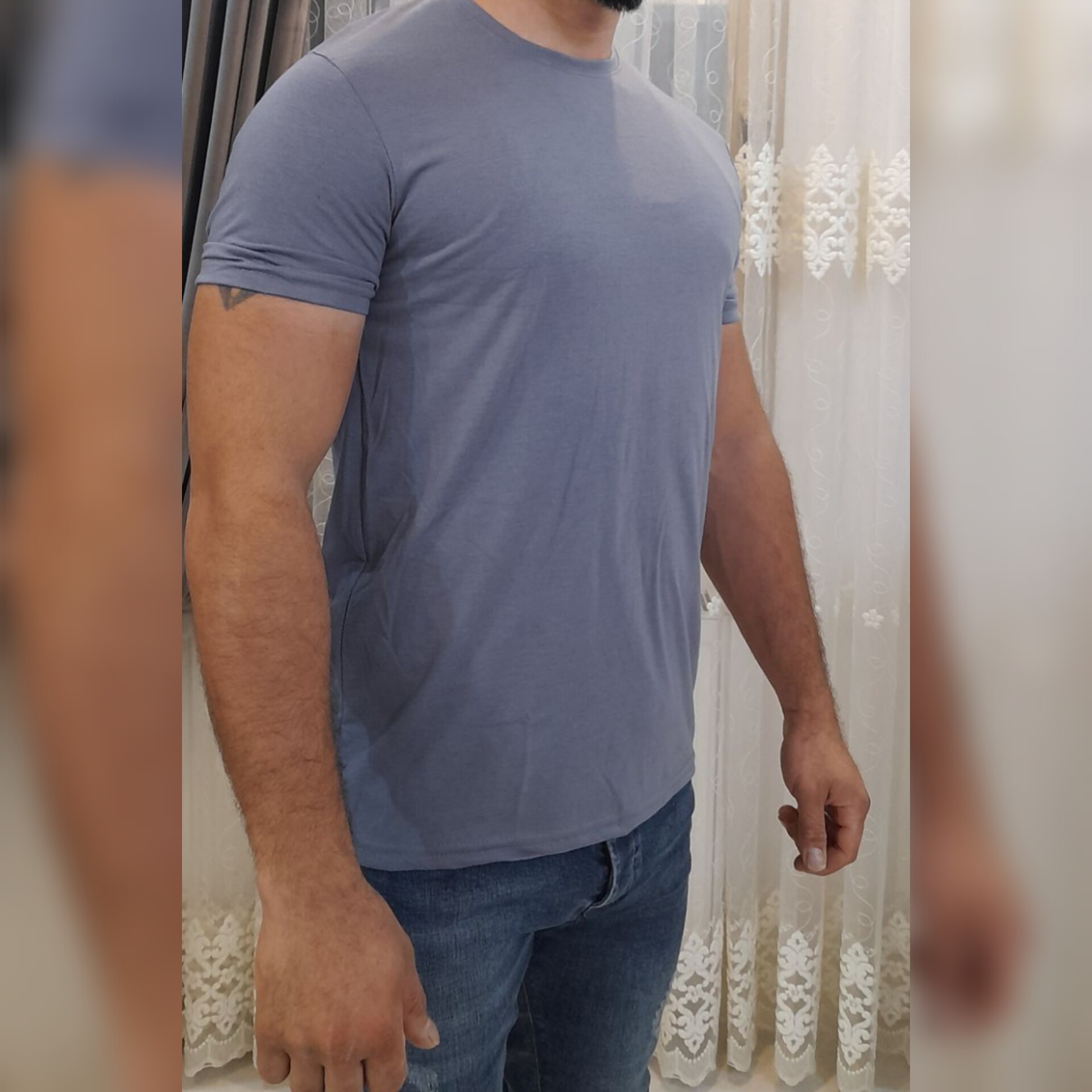 تی شرت یقه گرد جودون رنگ طوسی