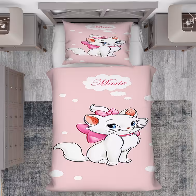 روتختی دخترانه طرح کارتونی گربه عروسکی سفید PK-5010