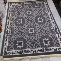  گلیم فرش ماشینی سایز  یک در یک و نیم متری طرح مشبک دودی 150در 100 سانتیمتر