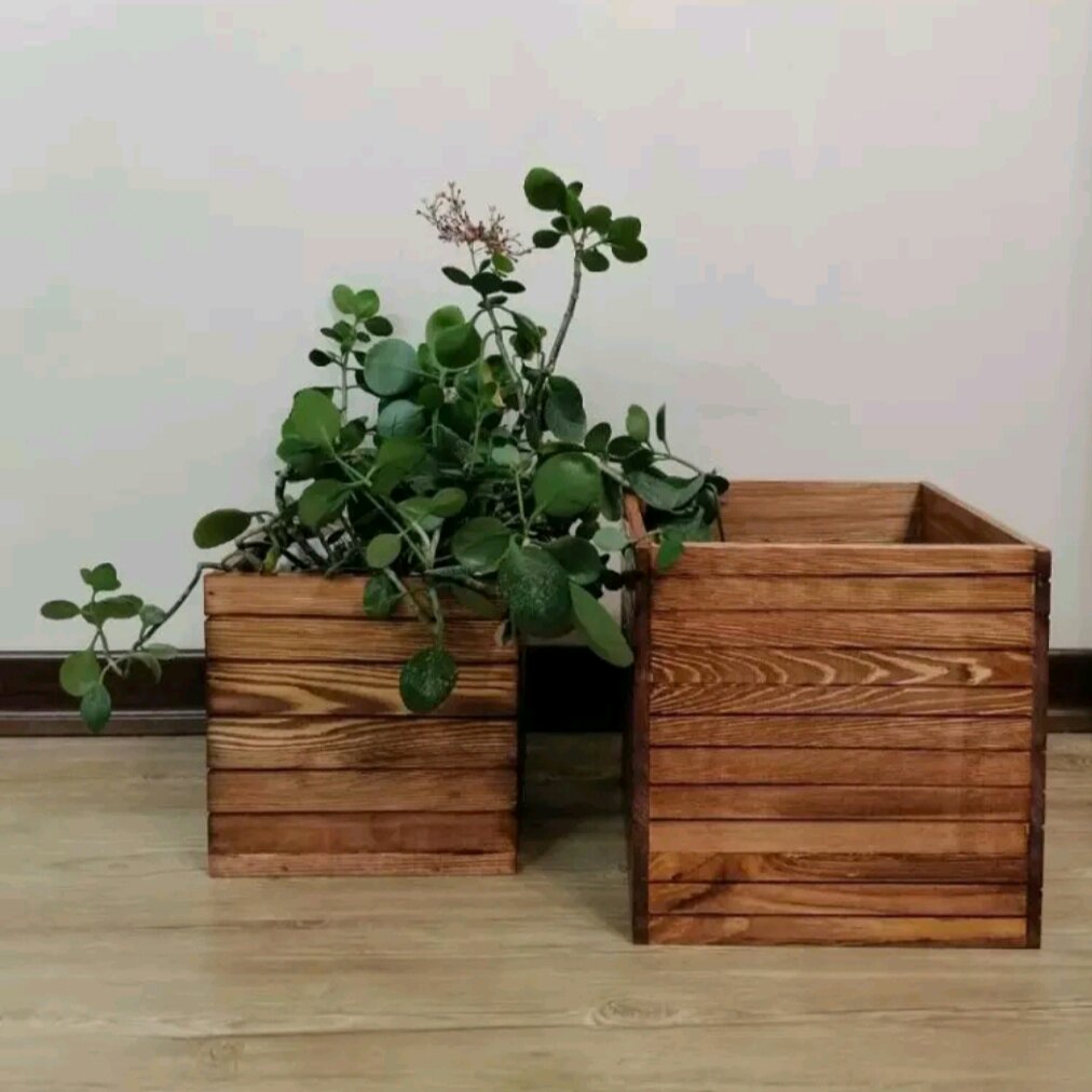 باکس گلدان چوبی چوب روس ضد آب پوشش سیلر کیلر ارسال بصورت پس کرایه