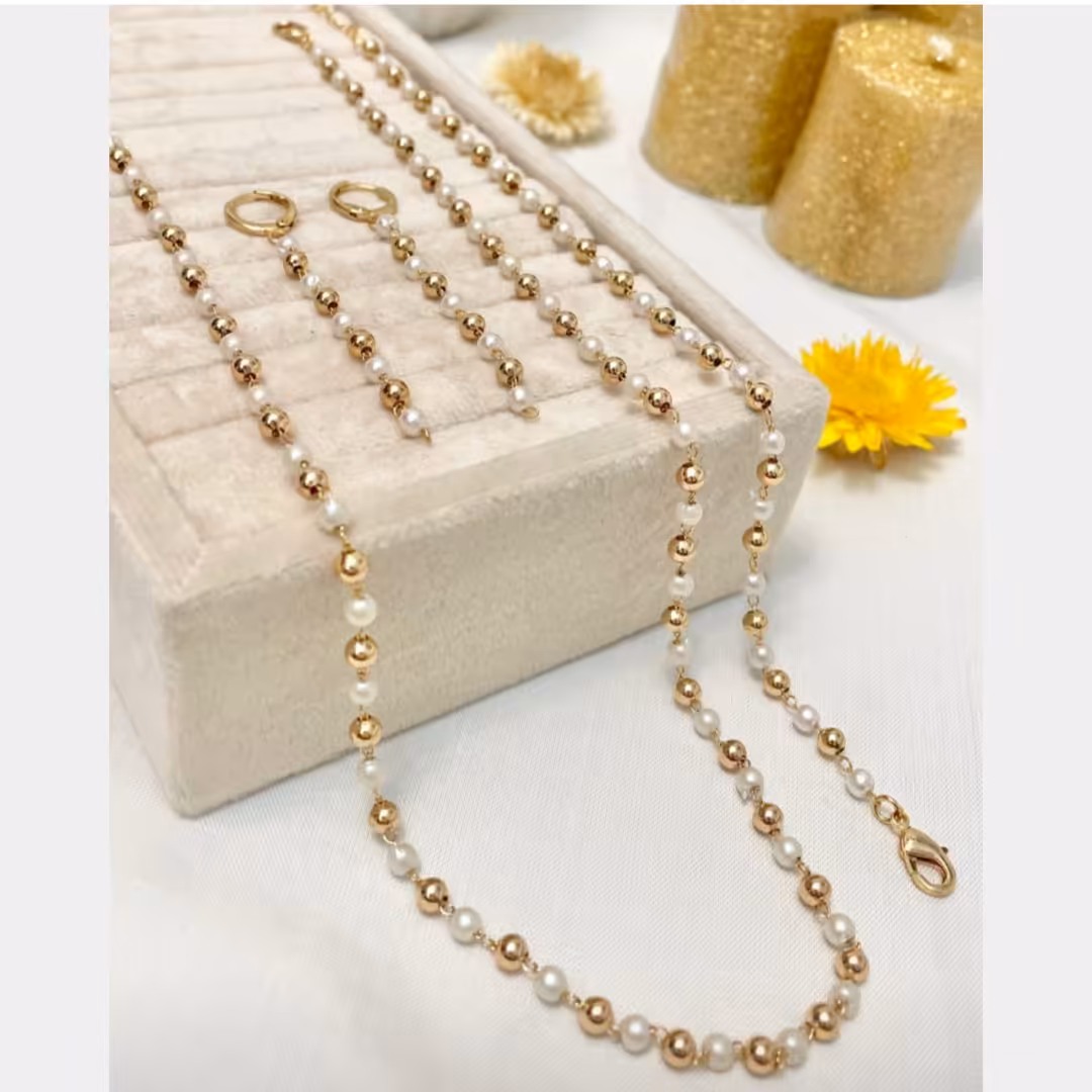 سرویس ظریف مرواریدی زنانه دخترانه استیل طرح 1