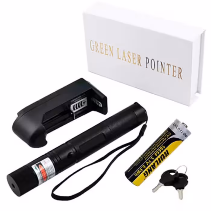 لیزر سبز poienter شارژی کیلومتری مدل RL303 باتری زرد رنگ اصل