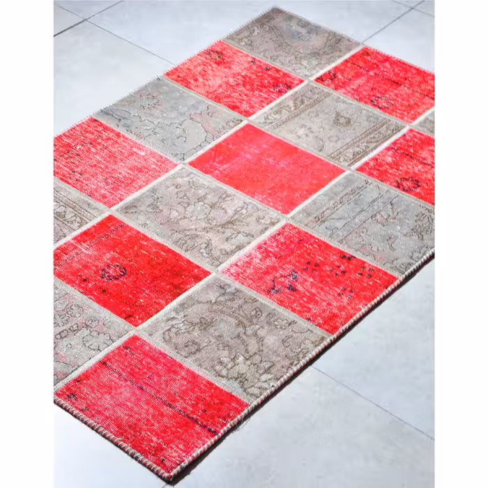 کلاژ فرش دستبافت دو متری امیرخیز مدل تکه دوزی کد 104130