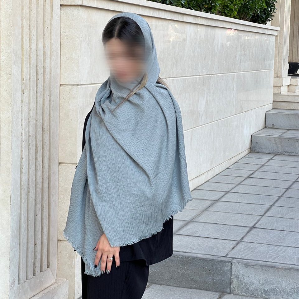 شال پفکی دورو خنک  تابستانی طوسی