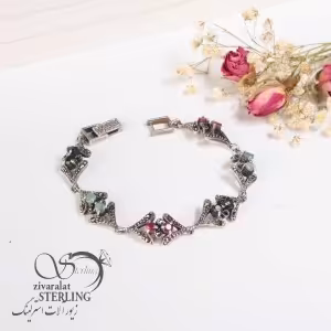 دستبند نقره زنانه طرح رنگین کمان