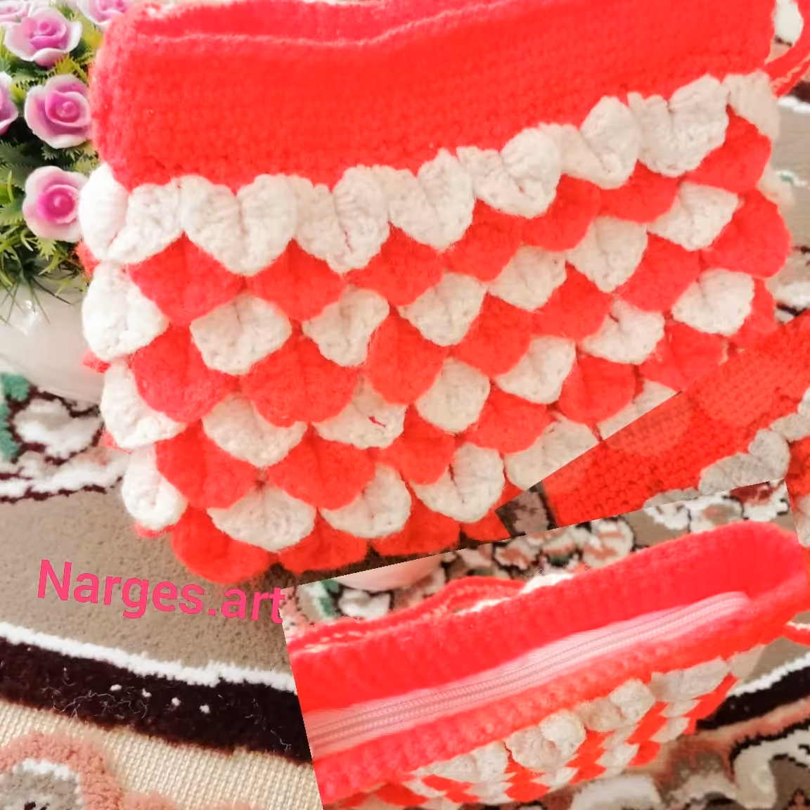 کیف بافتنی دخترانه، وزن80گرم،نخ محکم وخوشرنگ