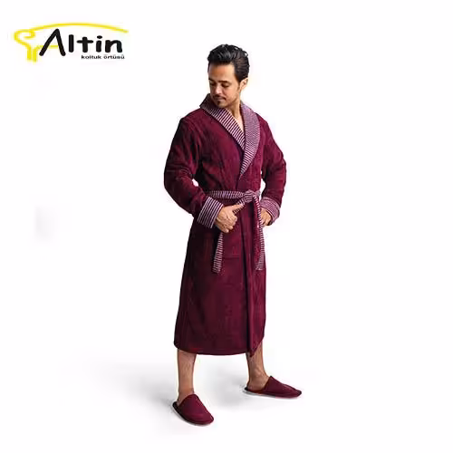 حوله پالتویی پودایران مدل کلاسیک زرشکی سایز 125