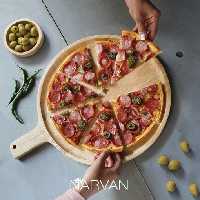 تخته سرو پیتزا تخت چوبی گرد دسته دار نارون بزرگ (دو رو) R2917