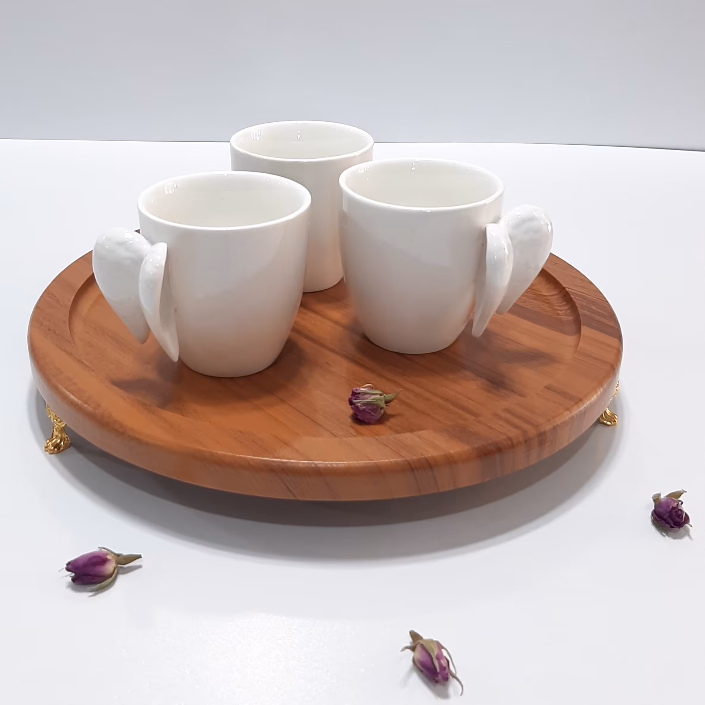 ظرف سرو چوبی گرد پایه دارباقطر 30سانتیمتر.جنس ام دی اف روکش وکیوم