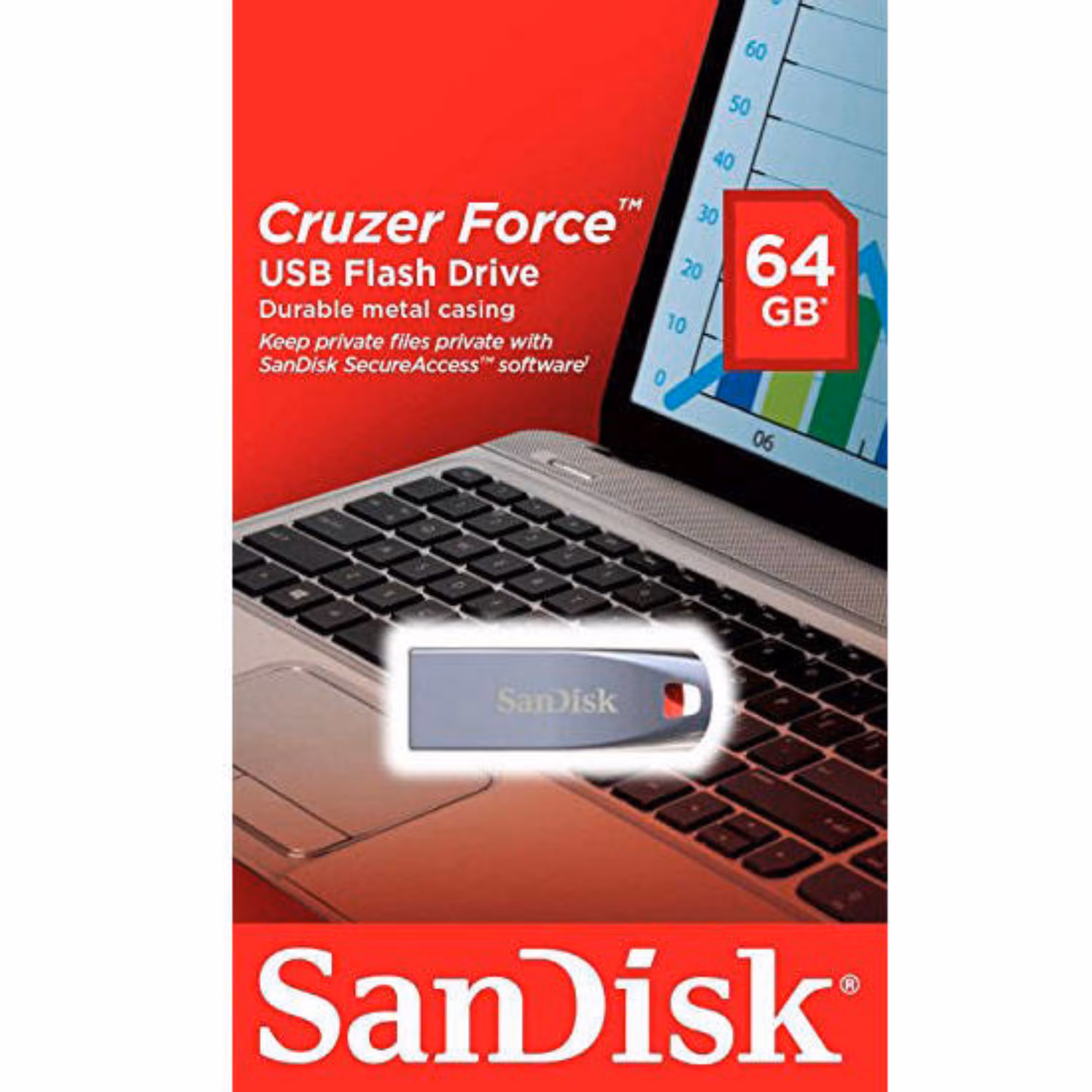 فلش 64GB SanDisk Cruzer Force CZ71 با گارانتی 3 ساله