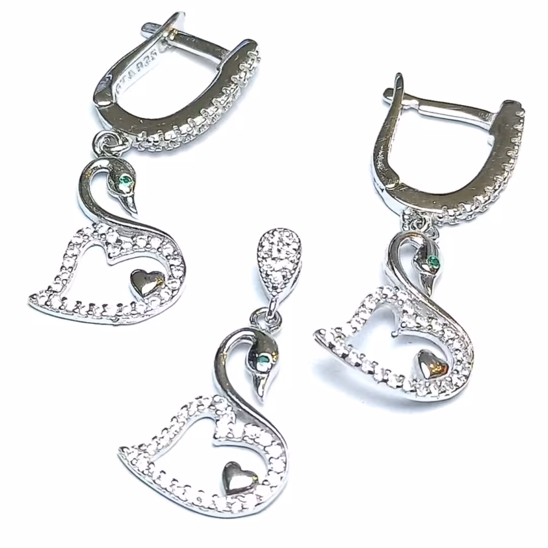 نیم ست نقره جواهری آبکاری رادیوم 21