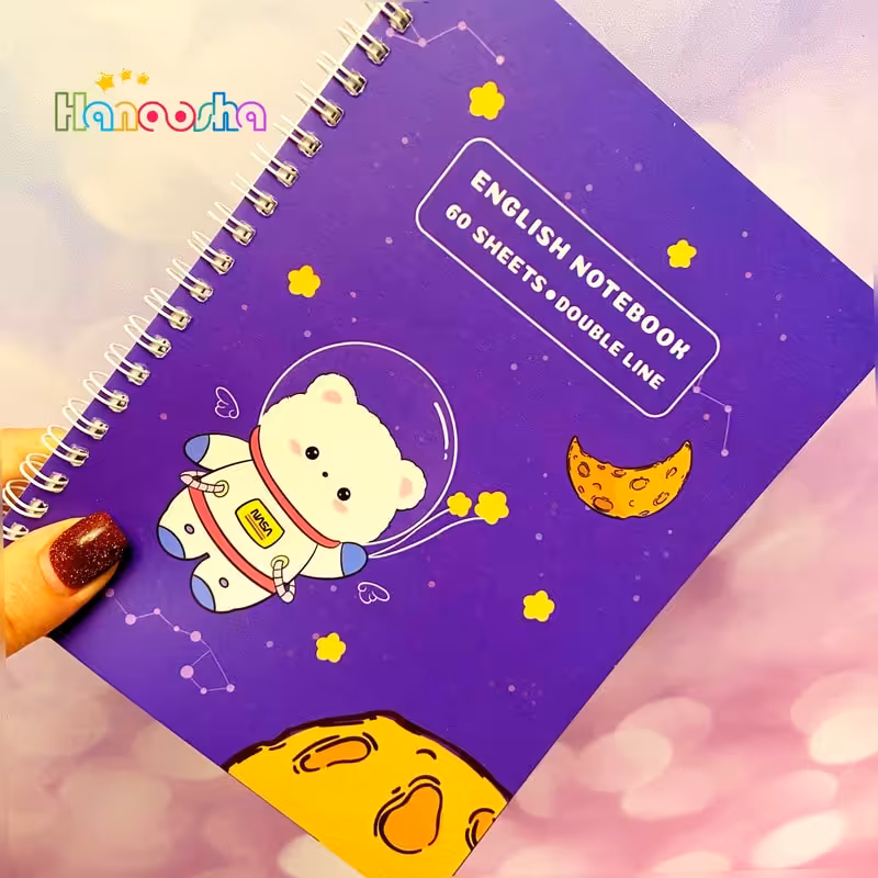 دفتر زبان دو خط 60 برگ خرس فضانورد | برند پانداک