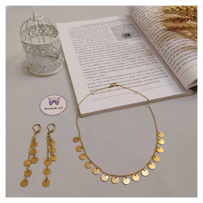 ست گردنبند و گوشواره سکه ای استیل