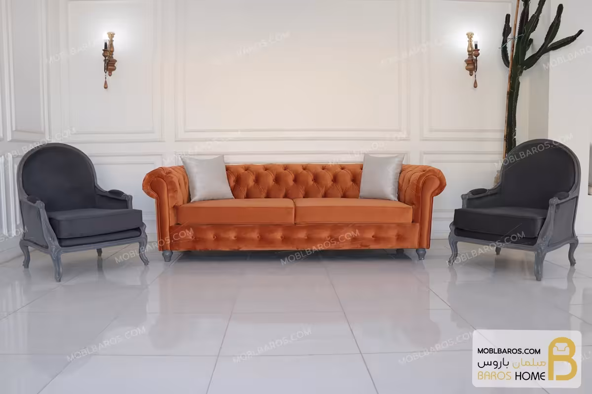 مبل کلاسیک و راحتی راشل پلاس و چستر دسته پی