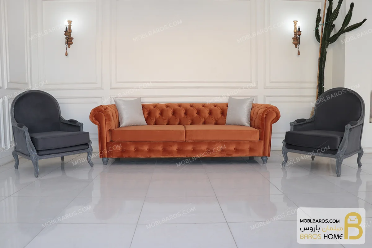 مبل کلاسیک و راحتی راشل پلاس و چستر دسته پی