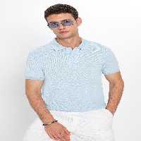 تی شرت یقه پولو آبی مردانه برش باریک 100 ٪ پنبه ای نرم پارچه مسطح PIKE T Tudors