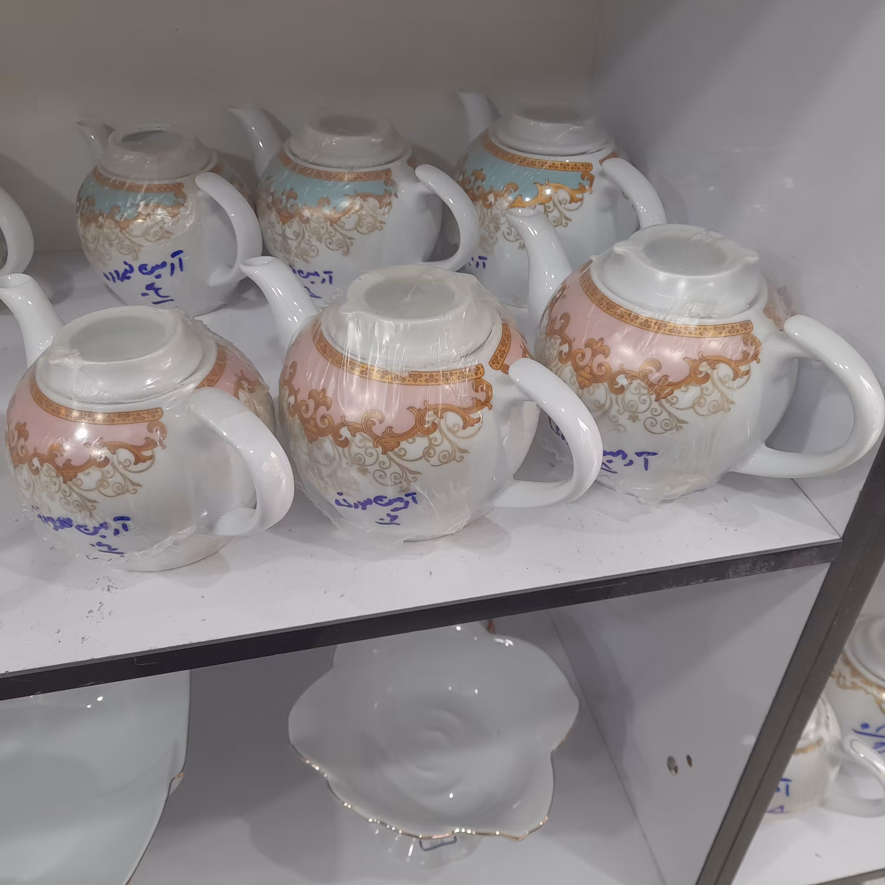 ست قوری 3 سایز در 2 طرح و  4 رنگ تقدیس جنس چینی ( چای دکور جهیزیه دمنوش سماور کتری)