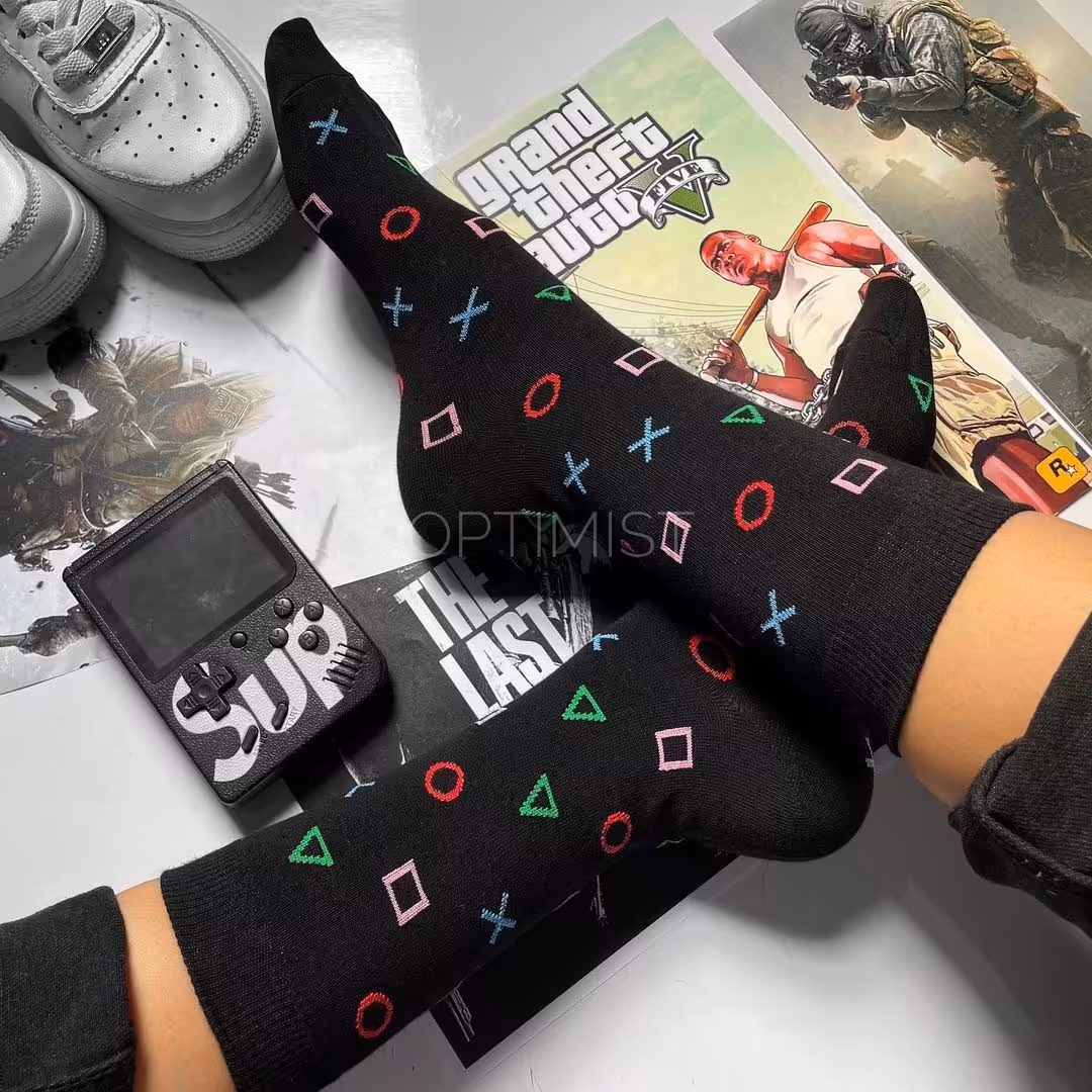 جوراب پلی استیشن ساقدار نخ پنبه فری سایز