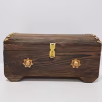 صندوقچه چوبی 35 سانت قهوه ای قفل اویزدار (خرید مستقیم از تولید کننده)