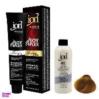 رنگ مو آیون (Ion) شماره 5.3 حجم 120 میلی‌لیتر رنگ قهوه ای طلایی روشن+اکسیدان نه درصدی حجم 180 میلی‌لیتر