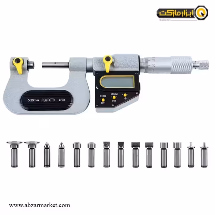 میکرومتر یونیورسال دیجیتال آسیمتو 25-0 خارج سر تعویض شو مدل 0-01-146