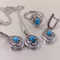 نیم ست نقره فیروزه نیشابور(2)