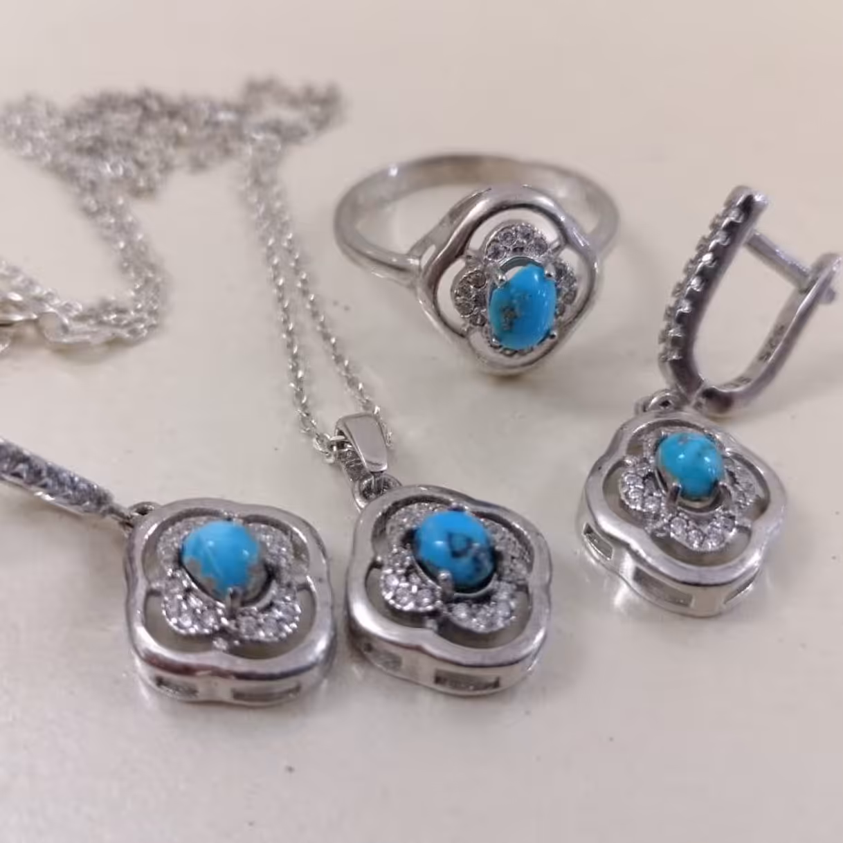 نیم ست نقره فیروزه نیشابور(2)