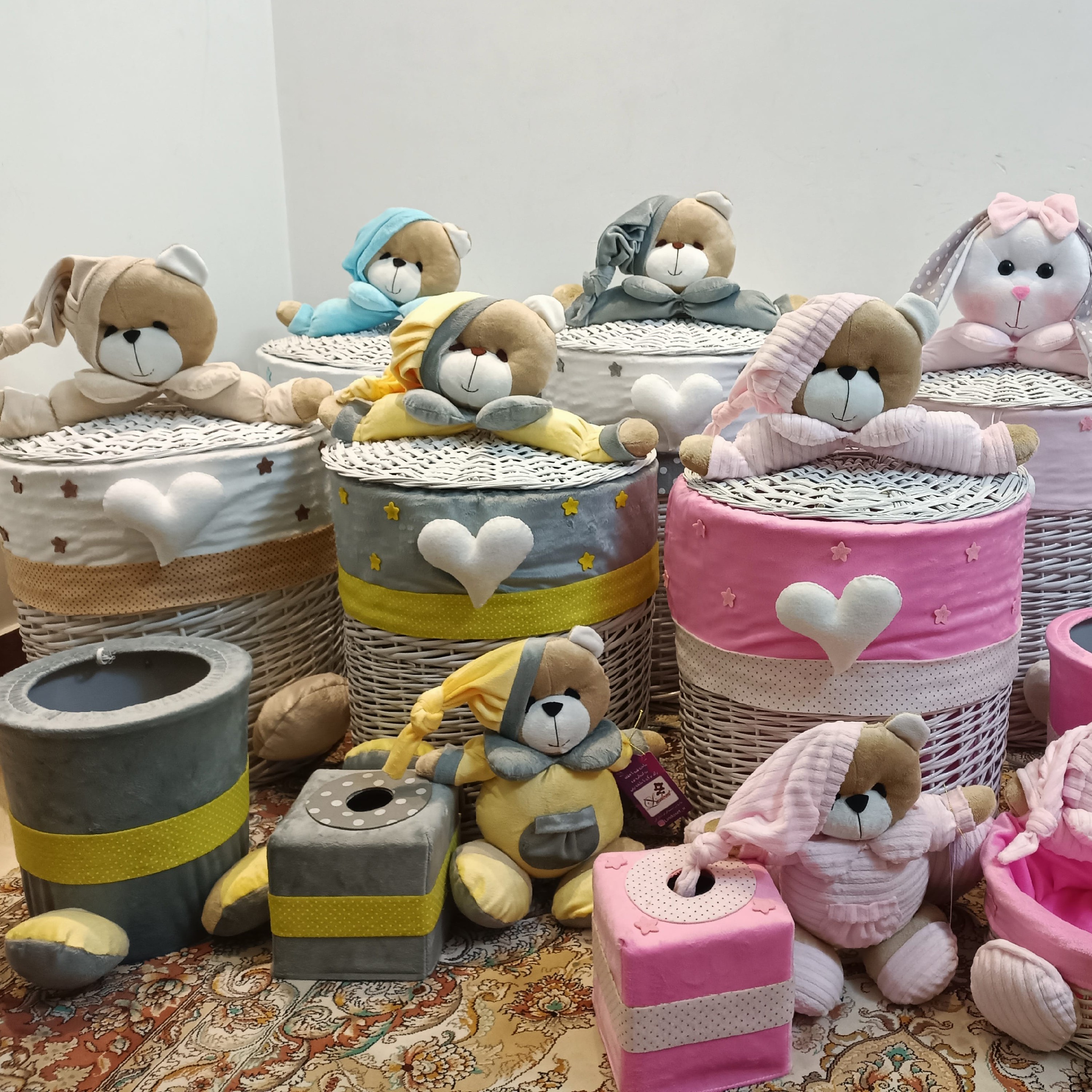 سبدحصیری لباس واسباب بازی طرح فانتزی نظم دهنده عالی و شیک و جادار اکسسوری اتاق کودک