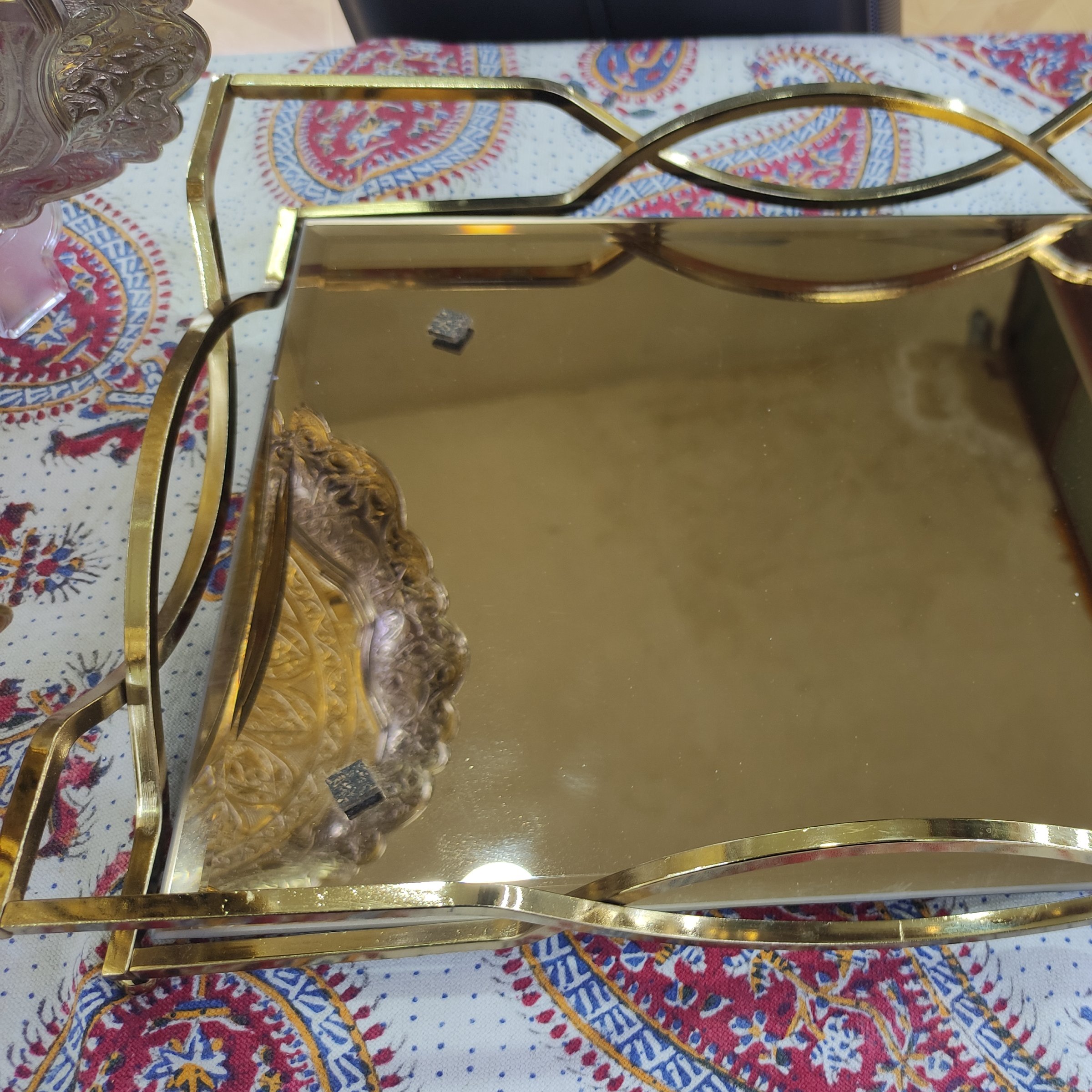 سینی آینه ای طلایی