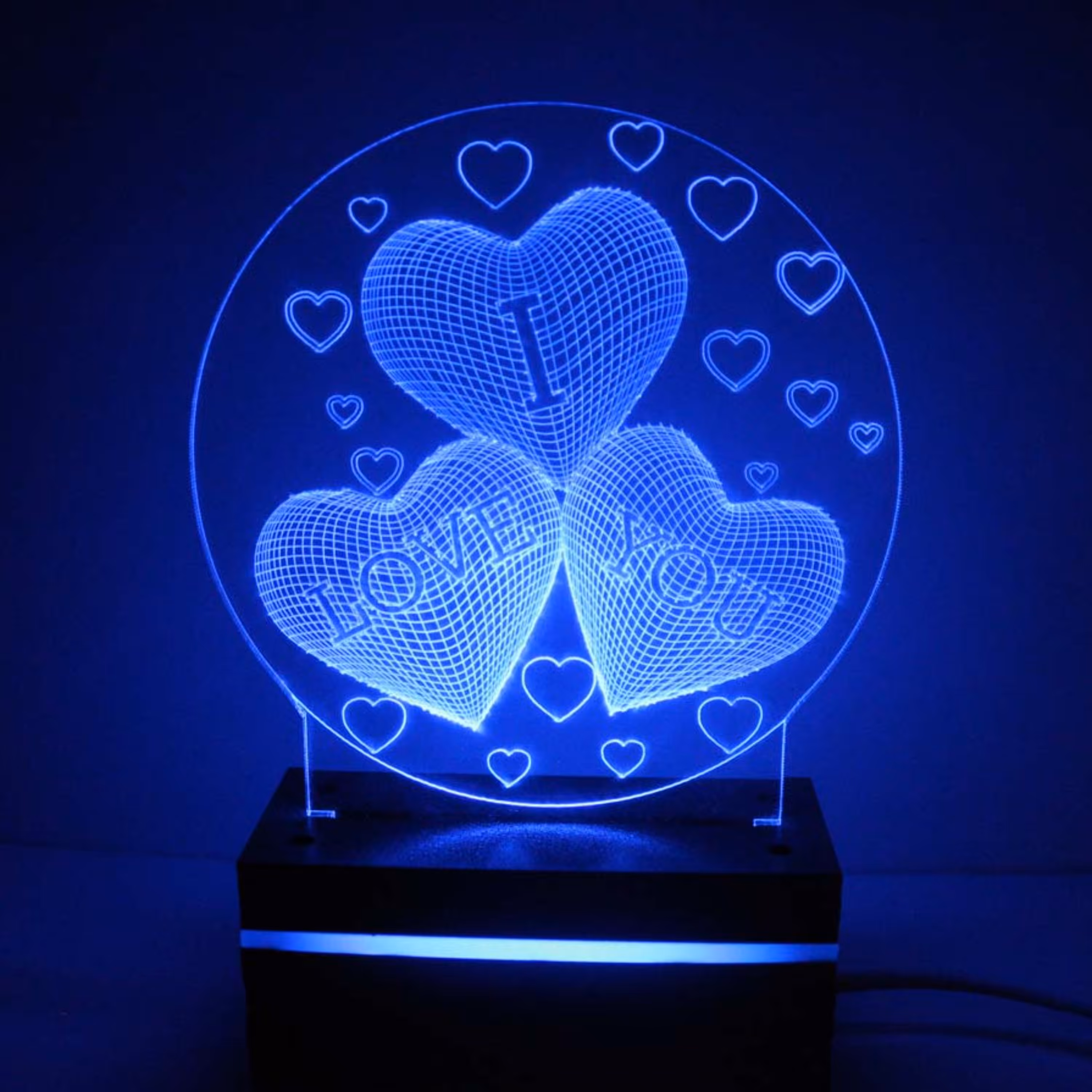 هدیه تولد چراغ خواب طرح قلب و لاو  رنگ آبی بدون آدابتور
