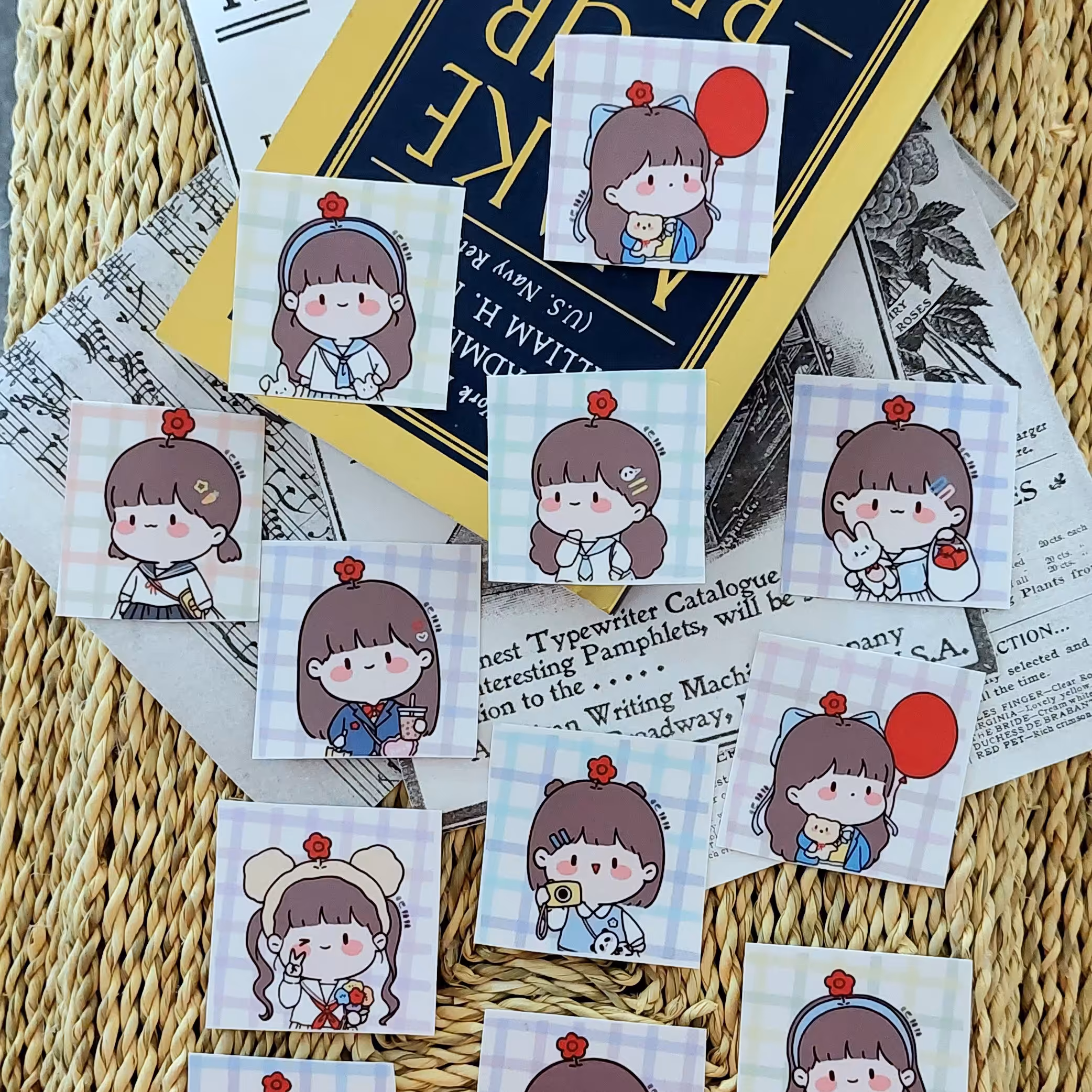 استیکر(برچسب)  ملزومات بولت ژورنال  دخترانه شطرنجی