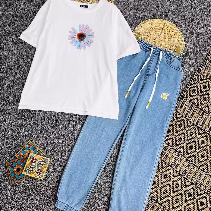 ست دو تیکه گل بابونه 