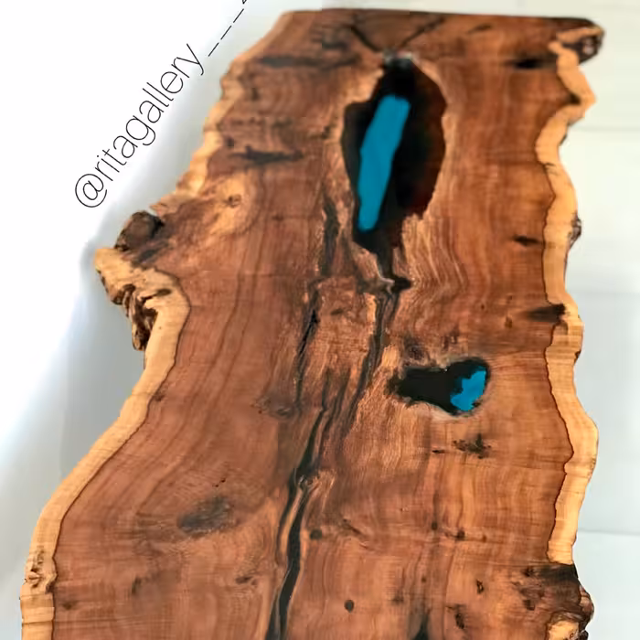 میز جلو مبلی روستیک چوب عناب با پایه فلزی مات ریتاگالری