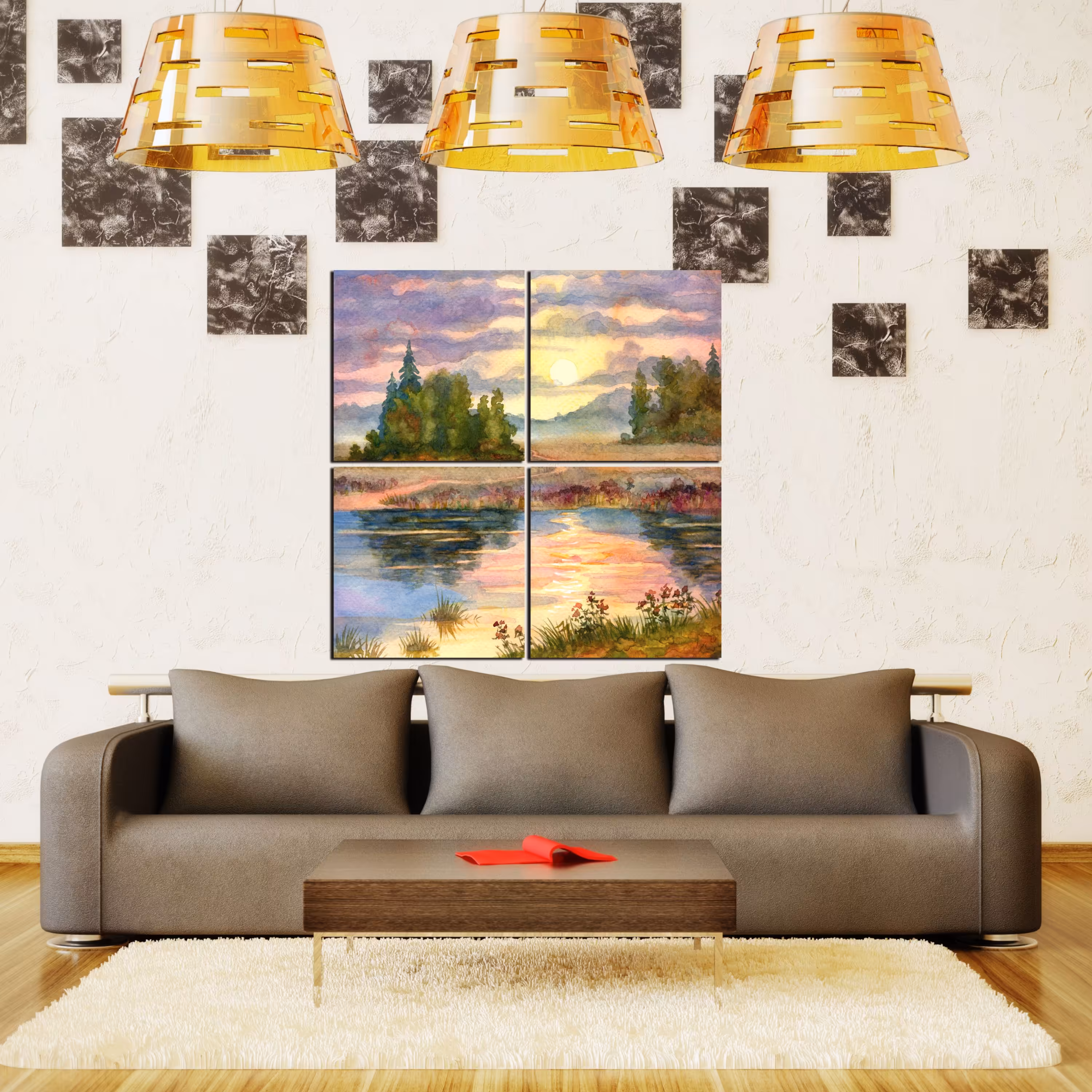 تابلو شاسی طرح نقاشی طبیعت سایز 60X60