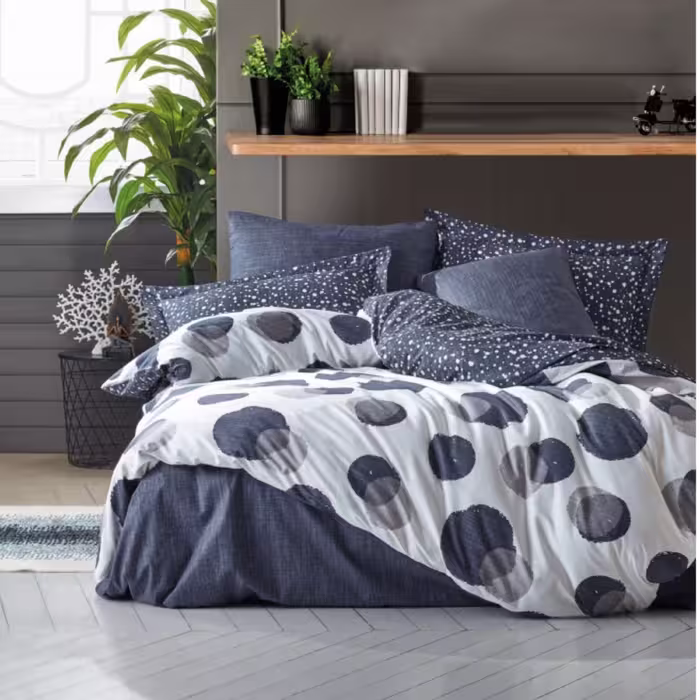 ست ملحفه کاتن باکس مدل Modern Orva Indigo  تک نفره 3 تکه