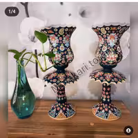 شمعدان قاجاری سفالی میناکاری کد 104