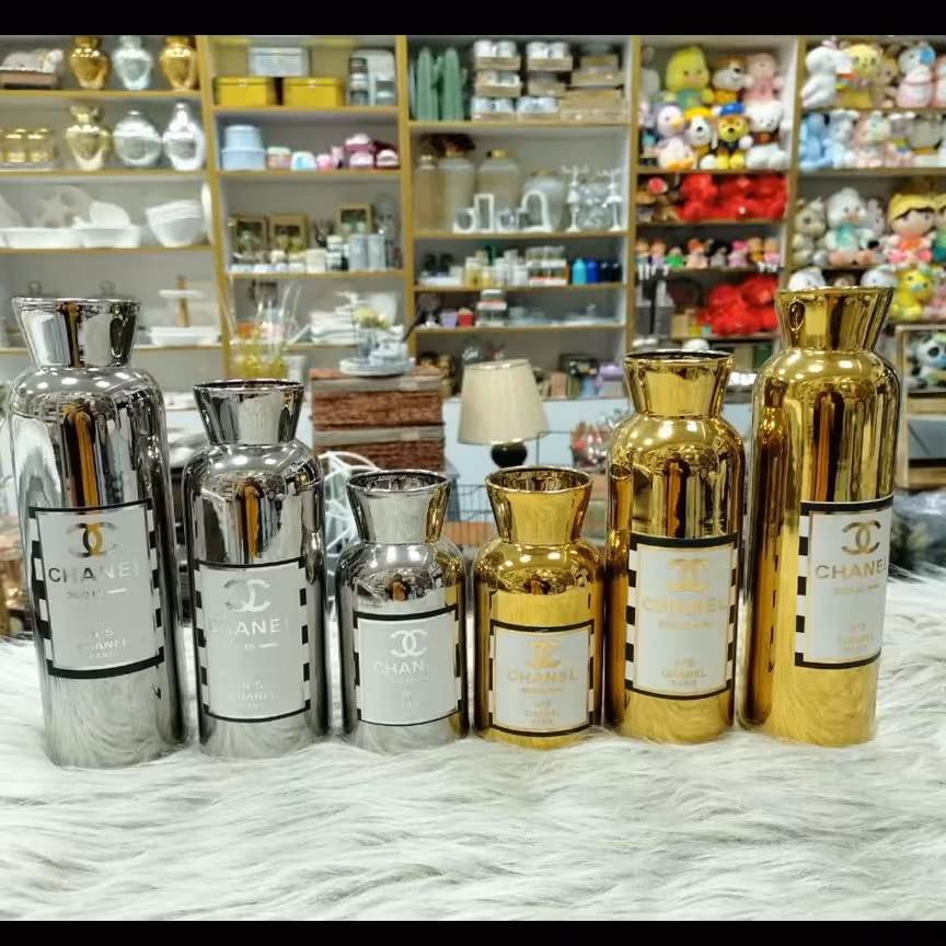 گلدان چنل شیشه ای آبکاری شده 